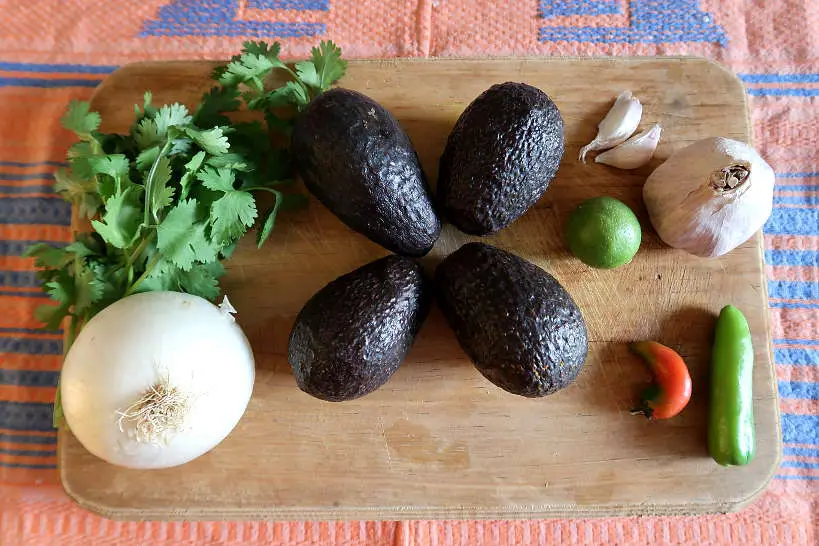 Ingredients for authentic Mexican guacamole recipe by Authentic Food Quest
