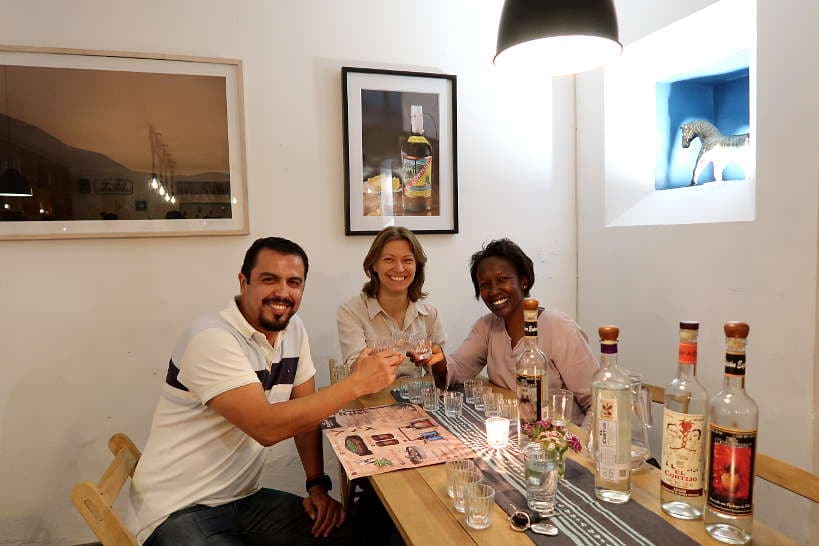 Gustavo co-owner El Cortijo with Claire and Rosemary in Oaxaca by AuthenticFoodQuest