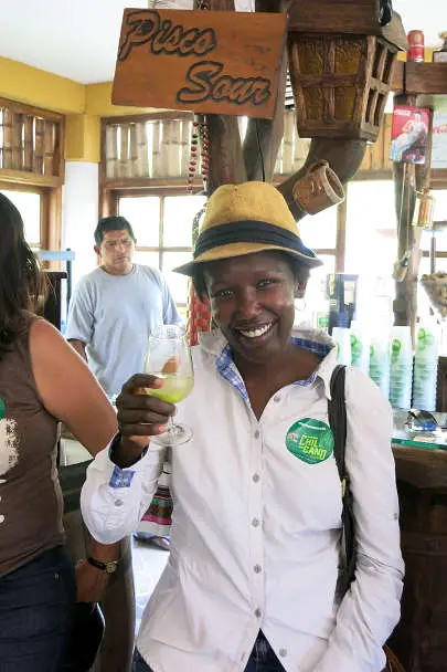 Rosemary tasting pisco sour at Bodega Rivadeneyra in Lunahuana Peru_ by AuthenticFoodQuest