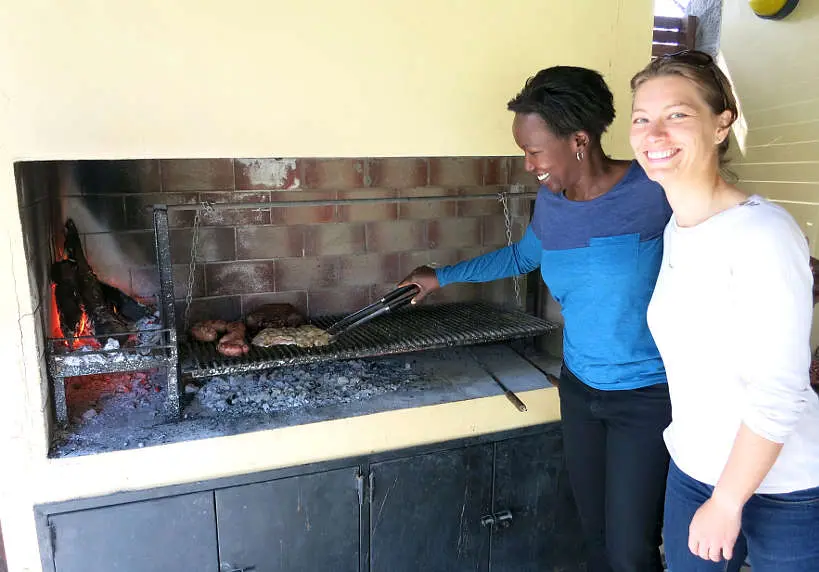 Rosemary and Claire at an Argentina asado for chimichuri sauce by Authentic Food Quest