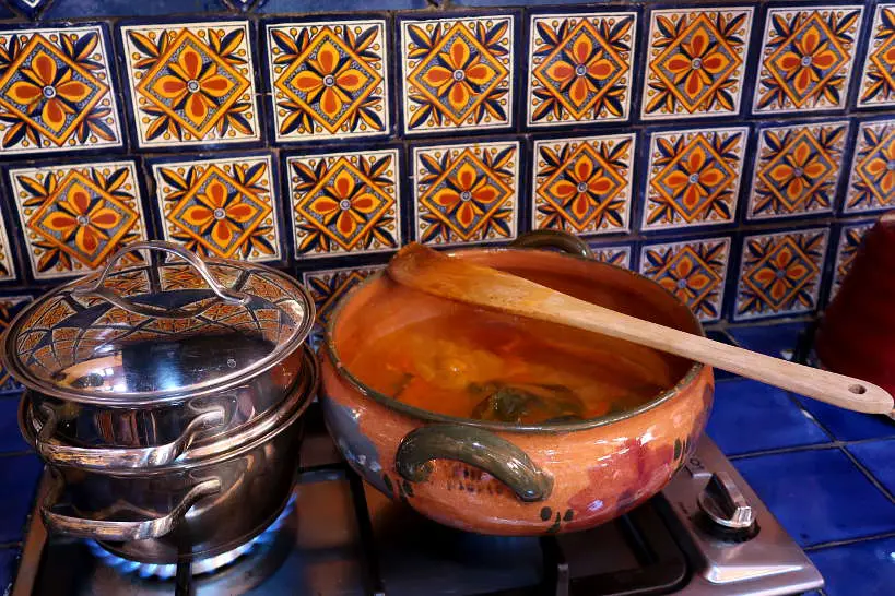 Clay pot for cooking mole for cooking class in Oaxaca by Authentic Food Quest