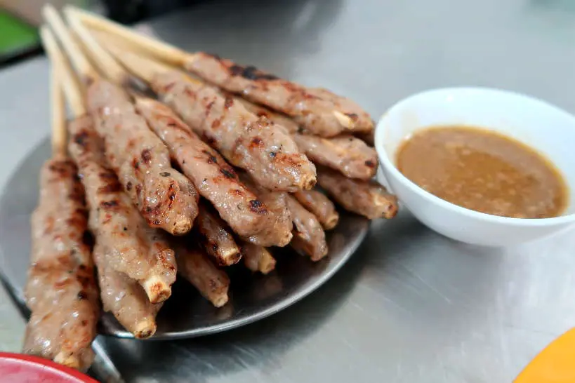Nem Lui Hue Lemongrass Pork Skewers popular Food in Danang by Authentic Food Quest