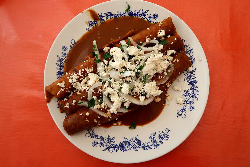 Enchiladas con mole food in Oaxaca by Authentic Food Quest