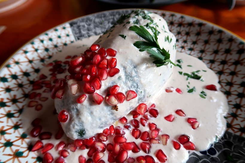 Chile en Nogada at Las Quince Letras for Oaxaca restaurants by Authentic Food Quest