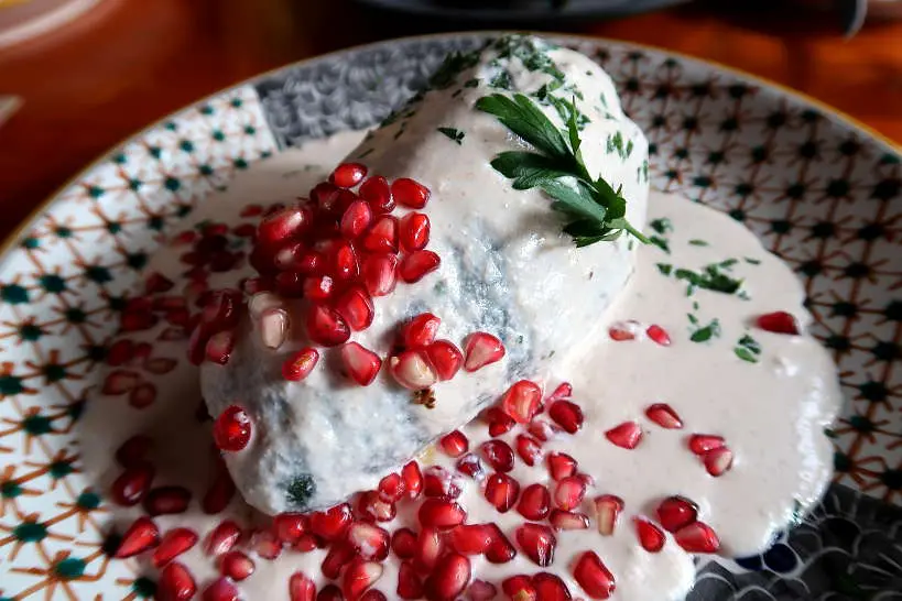 Chile en Nogada at Las Quince Letras for Oaxaca restaurants by Authentic Food Quest