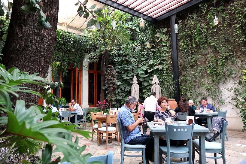 Coffee shop at Casa Vertiz in Oaxaca Mexico by Authentic Food Quest