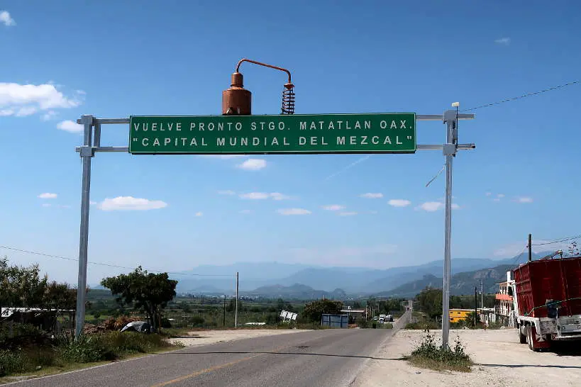 Santiago de Matatlan sign in Oaxaca by Authentic Food Quest