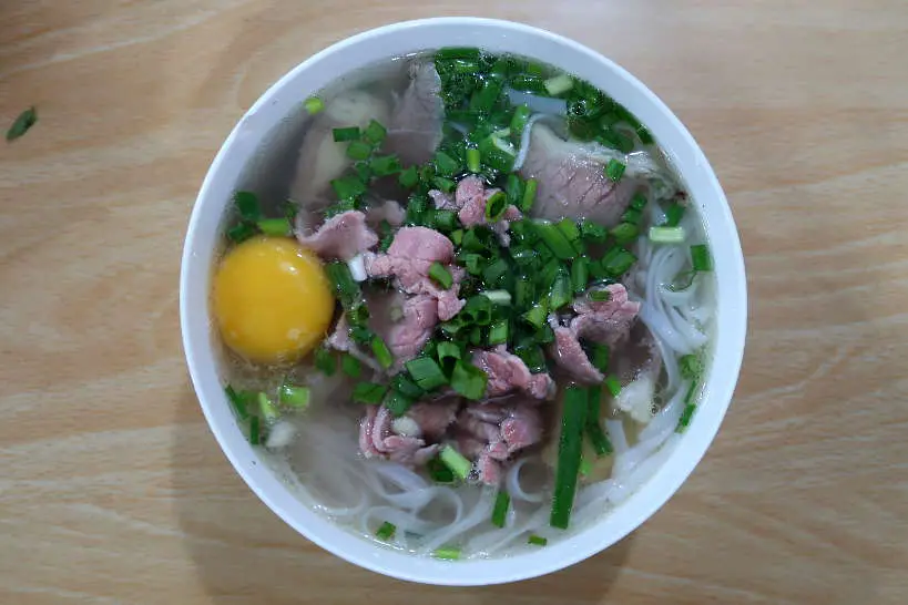 pho with an egg at Pho Bac 63 in Danang Vietnam by AuthenticFoodQuest