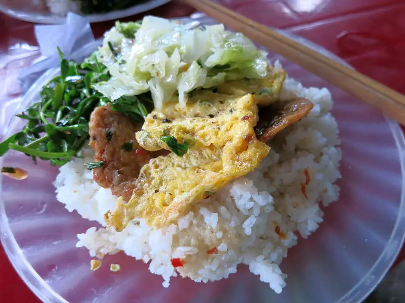 Broken rice with egg com tam trung Authentic Food Quest