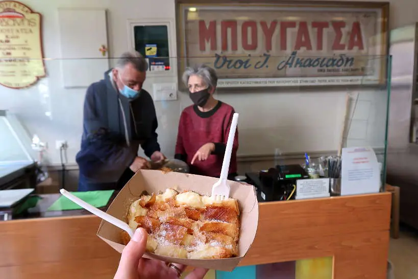 Fresh made bougatsa at Iordanis chania Crete by Authentic Food Quest