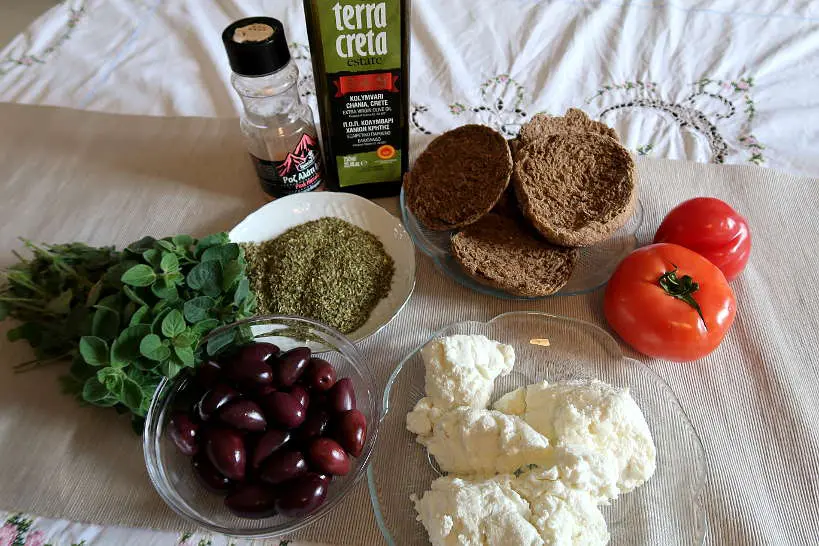 Ingredients for Cretan Dakos Recipe by Authentic Food Quest