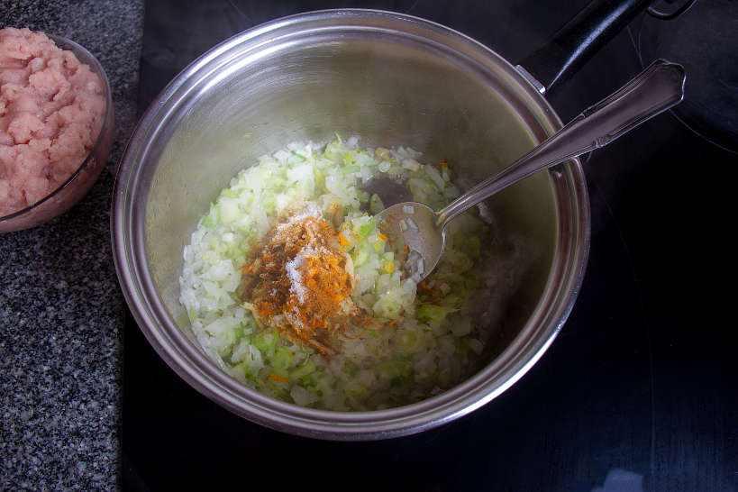 Preparing the Chicken Filling for Murtabak Step 4 by Authentic Food Quest