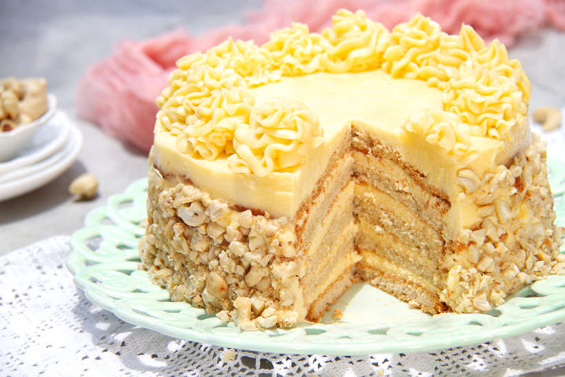 Classic Cashew Vanilla Birthday Cake Recipe