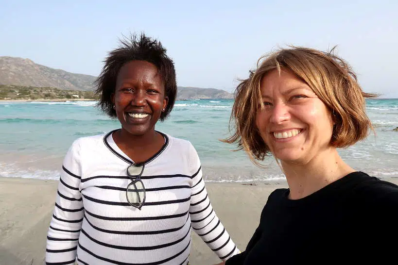 Rosemary and Claire at Elafossini Beach Chania by Authentic Food Quest