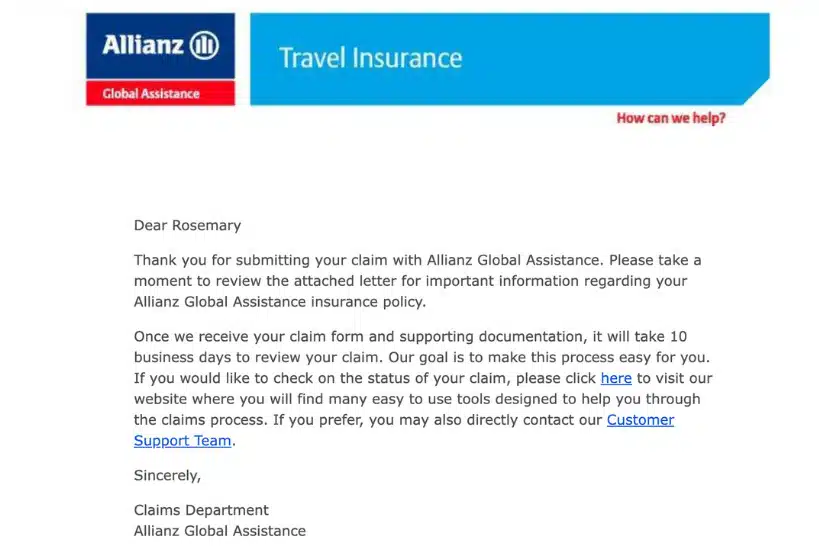 Claim process Allianz Travel Smart App by Authentic Food Quest