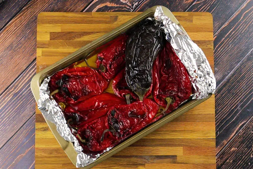 Roasting Eggplant and Peppers by Authentic Food Quest