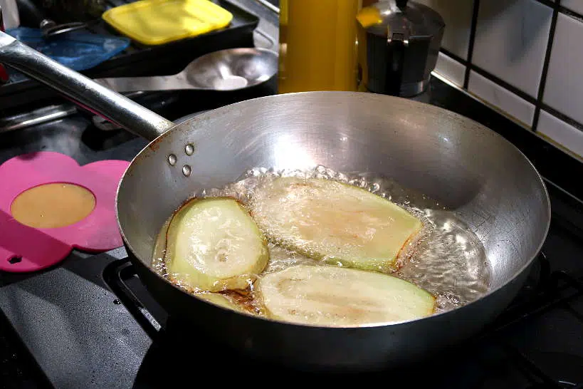 Frying Eggplants Pastana alla Norma Authentic Recipe by Authentic Food Quest