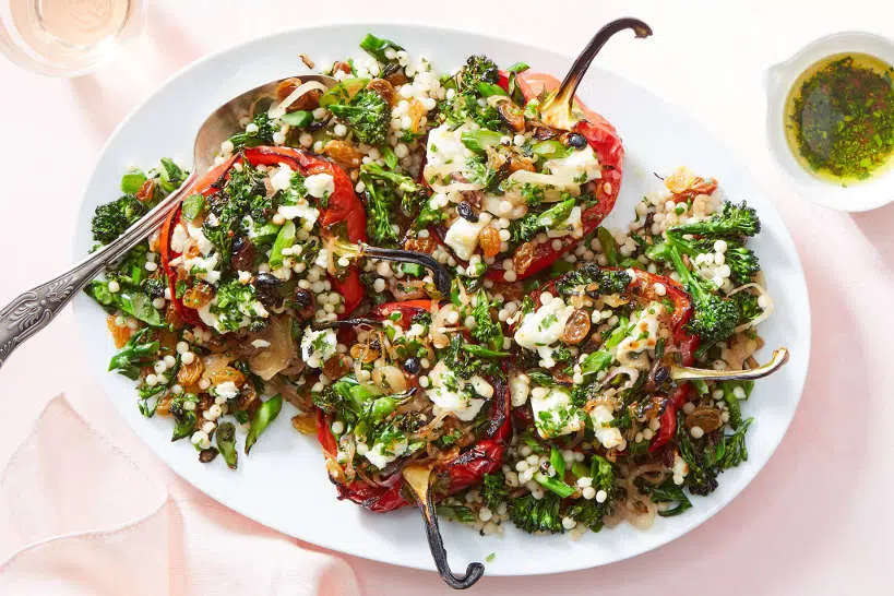 Martha Stewart and Marley Spoon Meal Kit Mediterranean stuffed peppers Israeli couscous by Authentic Food Quest