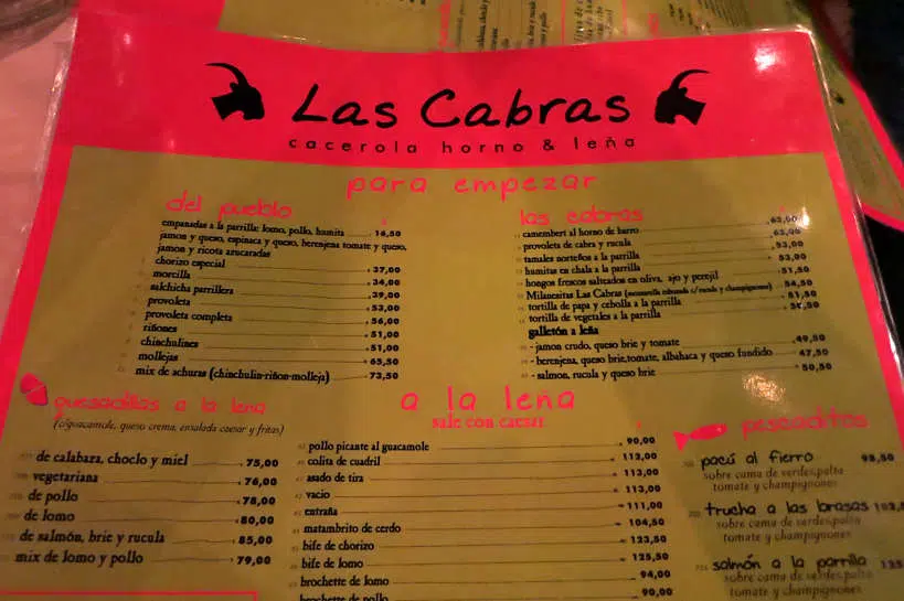 Las Cabras Menu Restaurant Buenos Aires by Authentic Food Quest