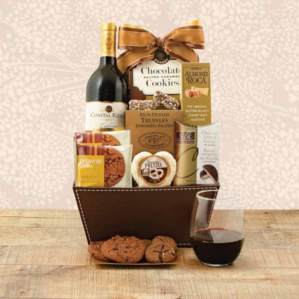 Cabernet & Chocolate Basket Inexpensive Wine Gifts by Authentic Food Quest