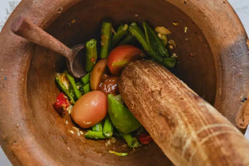 Mortar Pestle Lao Style Papaya Salad Authentic Food Quest