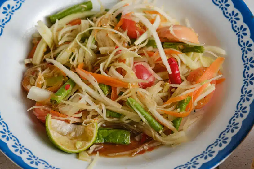 Tum Mak Hoong Laos Papaya Salad by Authentic Food Quest