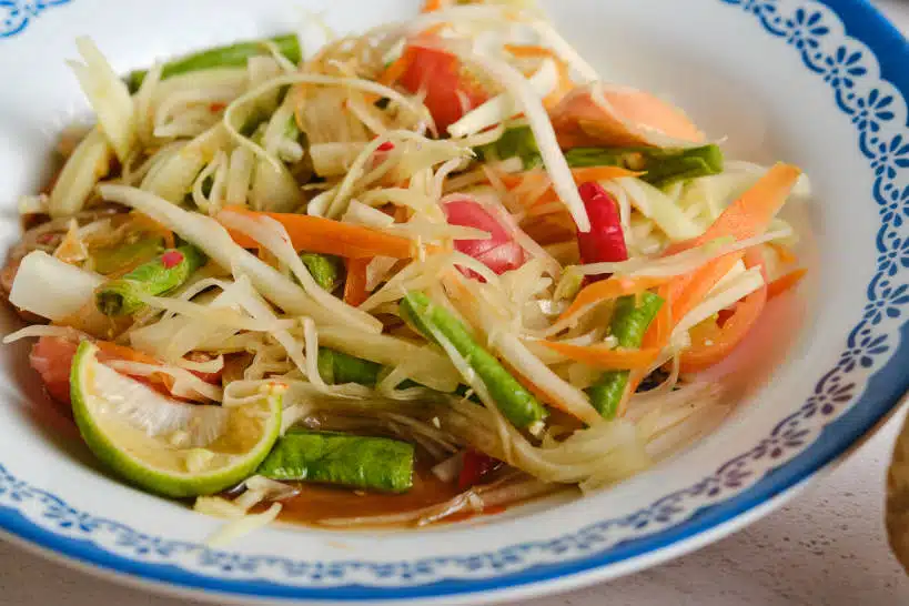 Tum Mak Hoong Laotian Papaya Salad by Authentic Food Quest