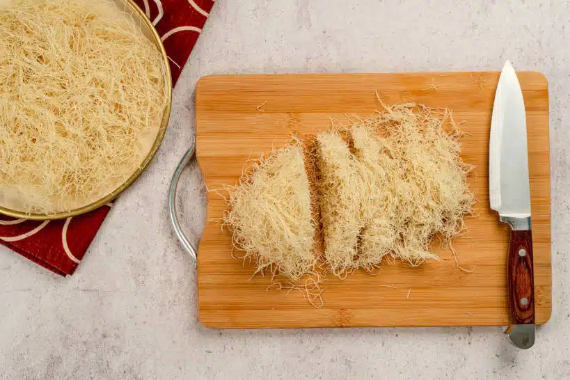 Cutting Kadaif Kunefe Recipe by Authentic Food Quest
